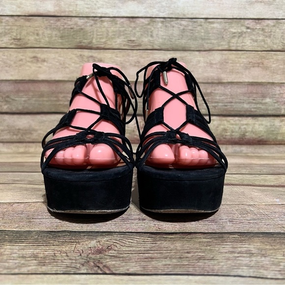 Aquazzura Black Suede Roma Platform Sandals - Picture 4 of 8